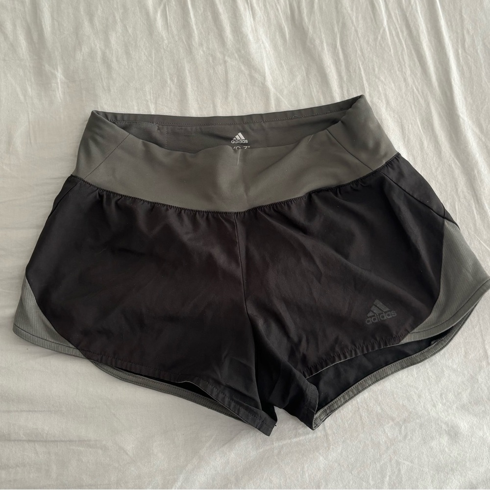 Adidas black and grey athletic shorts